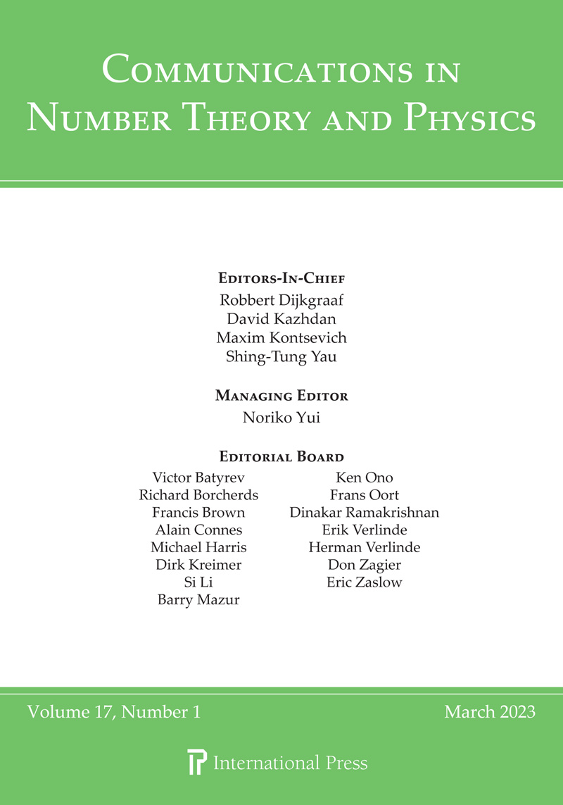 COMMUNICATIONS IN NUMBER THEORY AND PHYSICS
