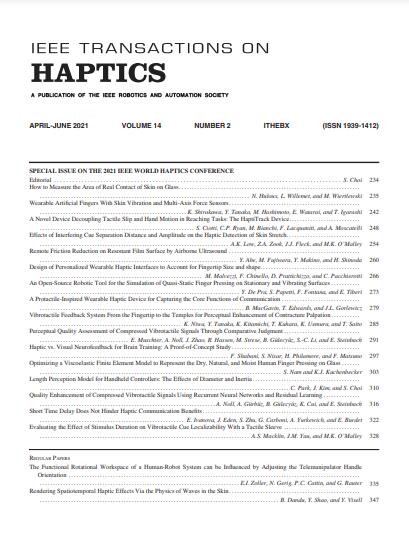 IEEE TRANSACTIONS ON HAPTICS