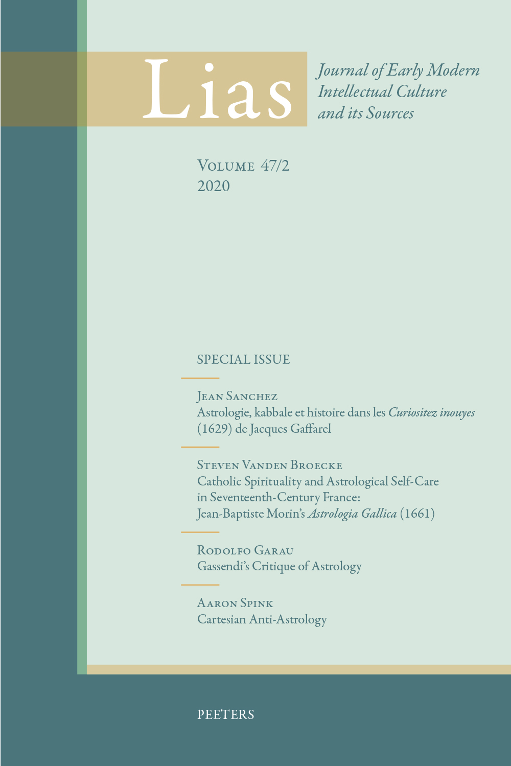 LIAS-JOURNAL OF EARLY MODERN INTELLECTUAL CULTURE AND ITS SOURCES
