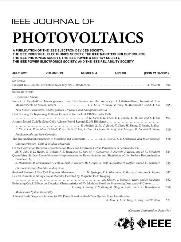 IEEE JOURNAL OF PHOTOVOLTAICS