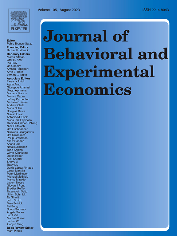 JOURNAL OF BEHAVIORAL AND EXPERIMENTAL ECONOMICS