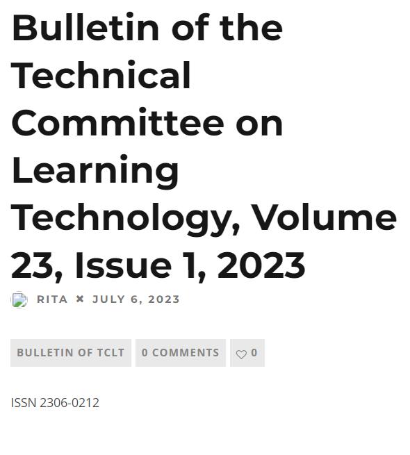 Bulletin of the Technical Committee on Learning Technology