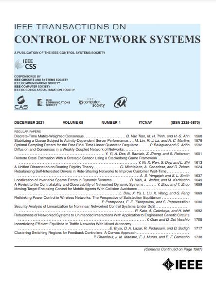 IEEE TRANSACTIONS ON CONTROL OF NETWORK SYSTEMS