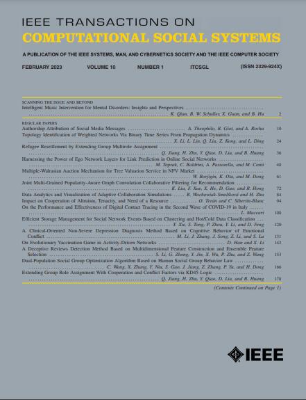 IEEE TRANSACTIONS ON COMPUTATIONAL SOCIAL SYSTEMS