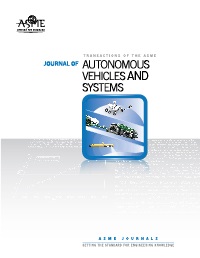 Journal of Autonomous Vehicles and Systems